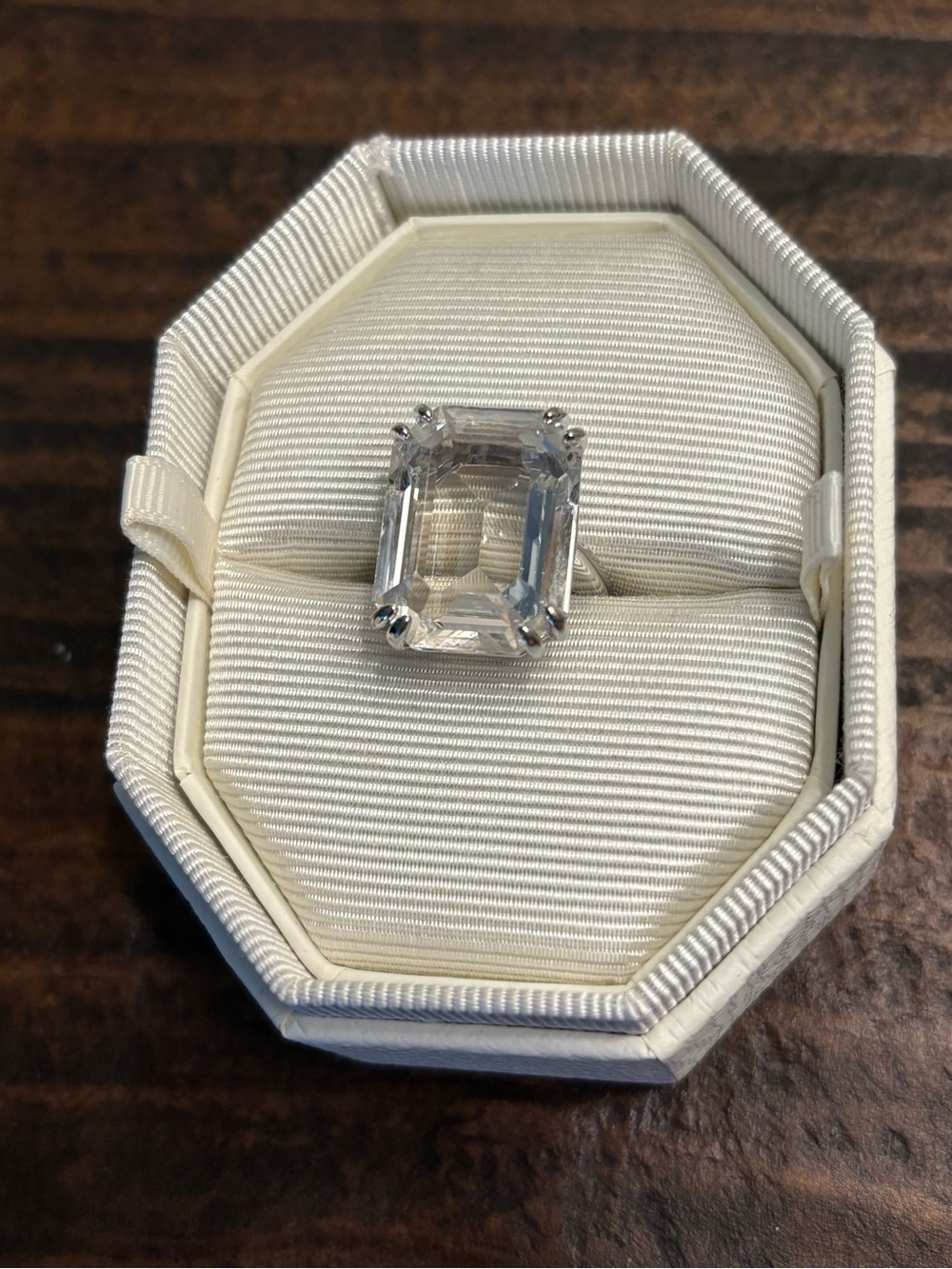 Swarovski Clear Emerald-Cut Crystal Cocktail Ring